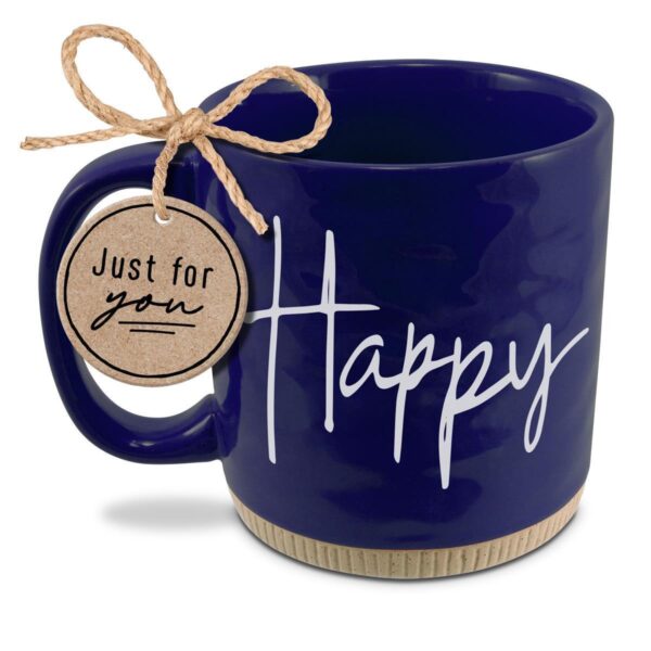 Mug - Powerful Words - Happy - Blue 16 oz