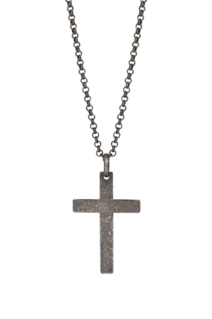 Cracked cross necklace - rhd. silver