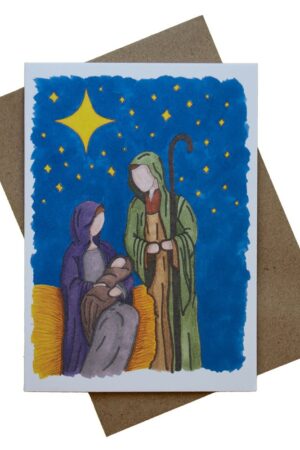 Julekort - Maria, Josef og Jesusbarnet (med kuvert)