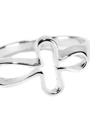 Ring - Silver Plated - Horizon - Open Cross - size 5