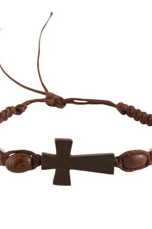 Armbånd med trækors - brun