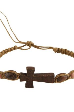 Armbånd med trækors - olivengrøn