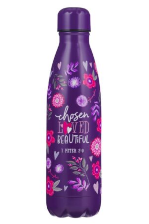 Chosen Loved Beautiful - 1 Peter 2:9 - Purple Stainless Steel Water Bottle