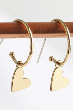 Falling Heart on Earring Hoop (forgyldt)