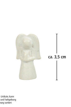 Bedende engel i fedtsten - mini, ca 3,5 cm - beige